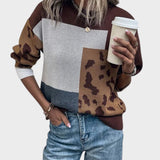 Women's Everyday Relaxed Knit Sweater in Brown, on model