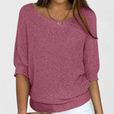 Women's Simple Knit Layering Sweater in Pink, on model