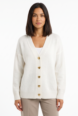 Women's Button-Front Ribbed Oversized Cardigan, on model, front view