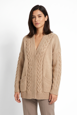 Women's Long-Sleeve Knit Cardigan, on model, front view