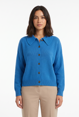 Women's Collared Button-Front Cardigan, on model, front view