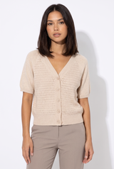Women's Button-Front Fine-Knit Oversized Cardigan, on model, front view