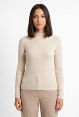 Women's Mock-Neck Ribbed Sweater, on model, front view