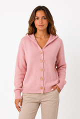Women's Button-Front Oversized Hooded Cardigan, on model, front view