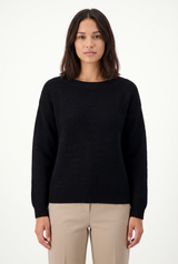 Women's Colorblock Crewneck Ribbed Sweater, on model, front view