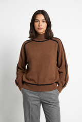 Women's Oversized Lantern-Sleeve Turtleneck Sweater, on model, front view