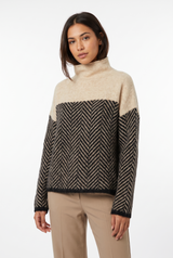 Women's Oversized Panelled Turtleneck Sweater, on model, front view