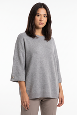 Women's Crewneck Oversized Three-Quarter-Sleeve Sweater, on model, front view