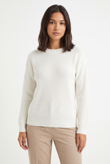 Women's Crewneck Ribbed Sweater, on model, front view