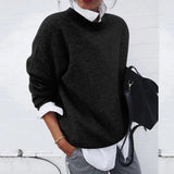Women's Oversized Knit Layering Sweater in Black, on model