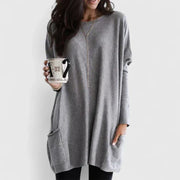 Women's Longline Oversized Pocket Sweater in Gray