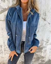 Women's Button-Front Oversized Pocket Cardigan in Blue