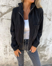 Women's Button-Front Oversized Pocket Cardigan in Black