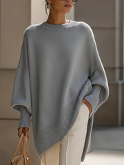Women's Ribbed Oversized Drop-Shoulder Sweater in Gray