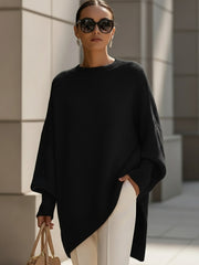 Women's Ribbed Oversized Drop-Shoulder Sweater in Black