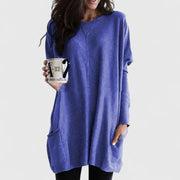 Women's Longline Oversized Pocket Sweater in Blue