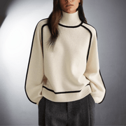 Women's Oversized Lantern-Sleeve Turtleneck Sweater in Off white