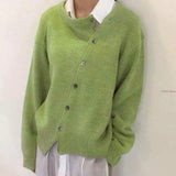 Women's Open-Front Oversized Cardigan in Green, on model