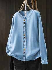Women's Colorful-Button Knit Cardigan in Light Blue