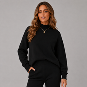 Women's Relaxed Ribbed Turtleneck Sweater in Black