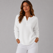Women's V-Neck Ribbed Oversized Sweater in White