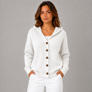 Women's Button-Front Oversized Hooded Cardigan in White