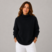 Women's Soft High-Neck Knit Sweater in Black