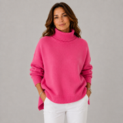 Women's Soft High-Neck Knit Sweater in Pink