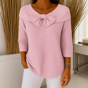 Women's Round-Neck Winter Knit Sweater in Pink