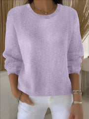 Women's Long-Sleeve Everyday Knit Sweater in Light Purple