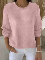 Women's Long-Sleeve Everyday Knit Sweater in Pink