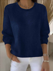Women's Long-Sleeve Everyday Knit Sweater in Dark Blue