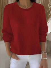 Women's Long-Sleeve Everyday Knit Sweater in Red