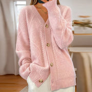 Women's Cable-Knit Oversized Cardigan in Pink