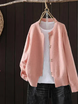 Women's Everyday Knit Cardigan in Pink, on model