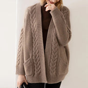 Women's Long-Sleeve Knit Cardigan in Brown