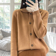 Women's Relaxed-Fit Collared Knit Cardigan in Caramel