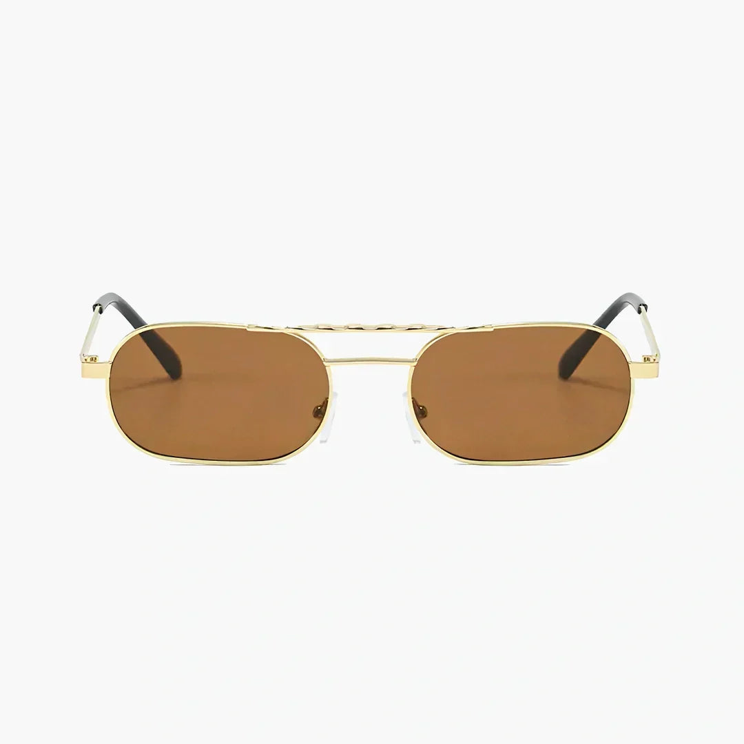 Gold-Tone Finish Sunglasses – Striped Frame, Lightweight Comfort