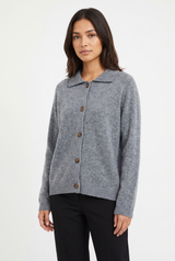 Women's Relaxed-Fit Collared Knit Cardigan, on model, front view