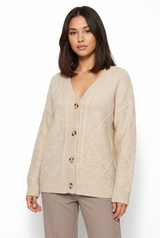 Women's Cable-Knit Oversized Cardigan, on model, front view