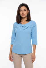 Women's Round-Neck Winter Knit Sweater, on model, front view
