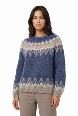 Women's Fair-Isle Crewneck Sweater, on model, front view