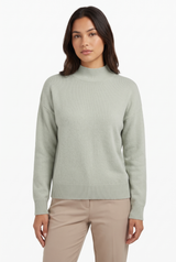Women's Mock-Neck Ribbed Knit Sweater, on model, front view