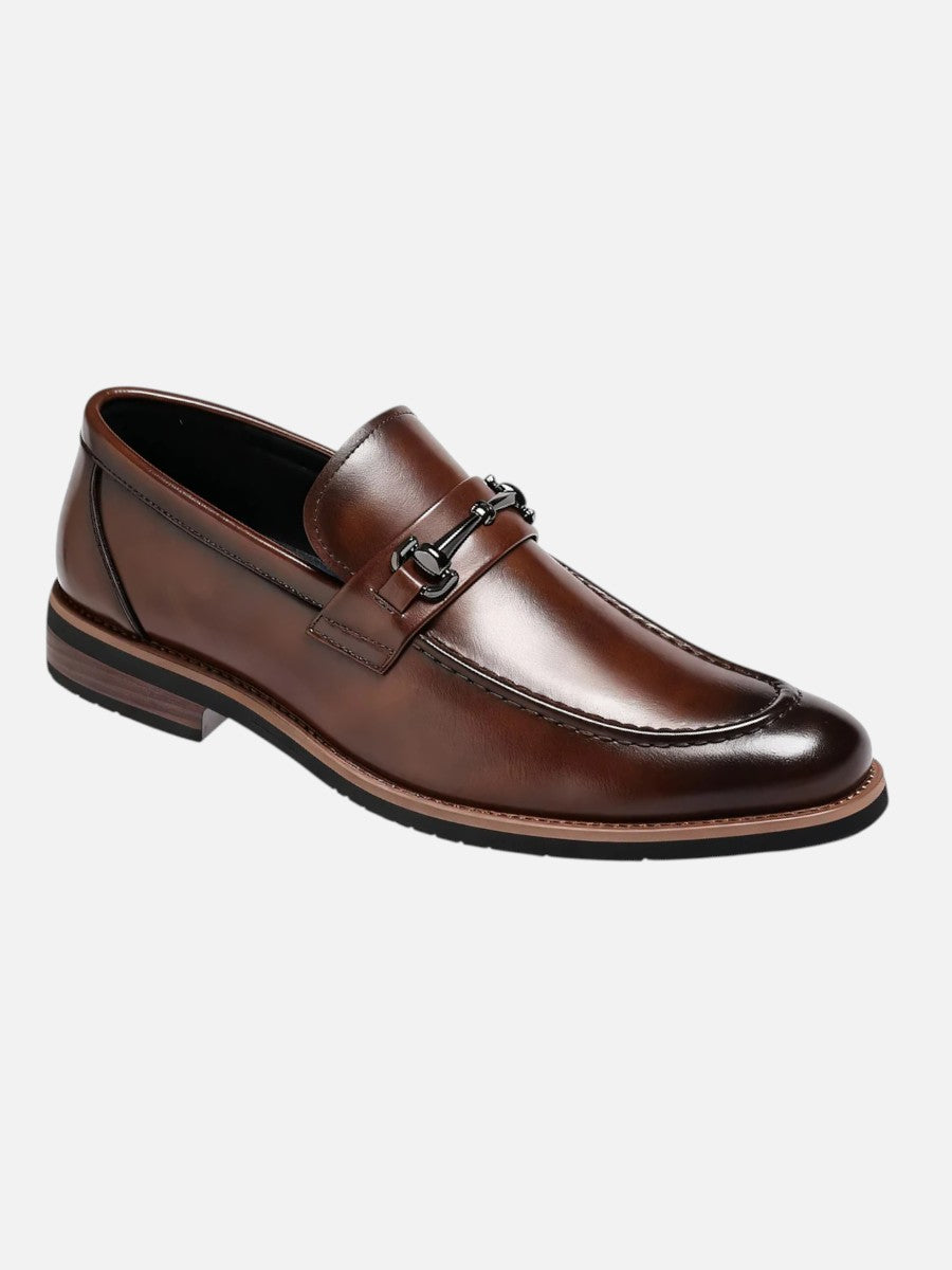 Faux Leather Slip-On Dress Loafers for Men – Cushioned Insole, Rubber Outsole