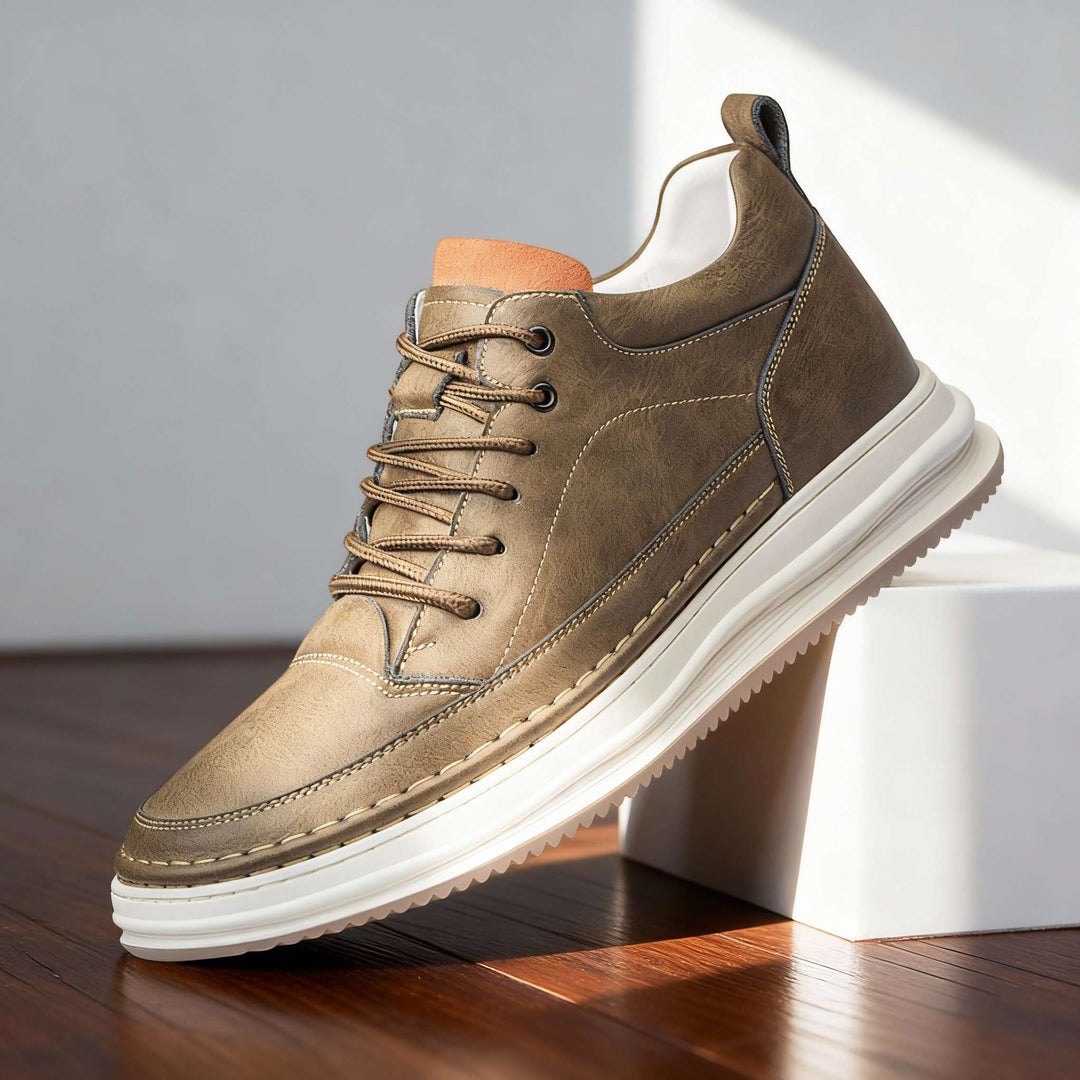 Faux Leather Sneakers for Men – Cushioned Insole, Reinforced Heel, Grip Outsole