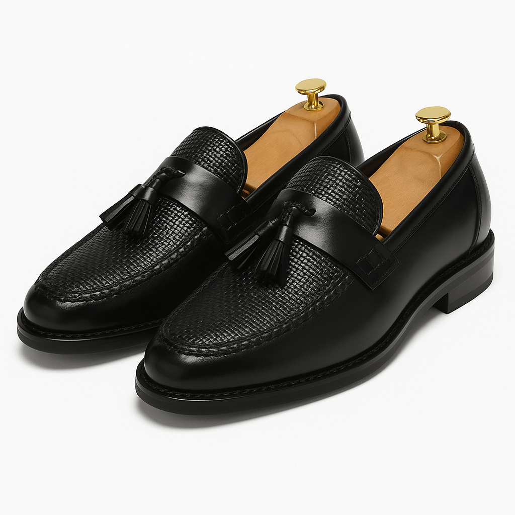 Woven Tassel Slip-On Loafers for Men – Textured Upper, Structured Sole, Smart Style