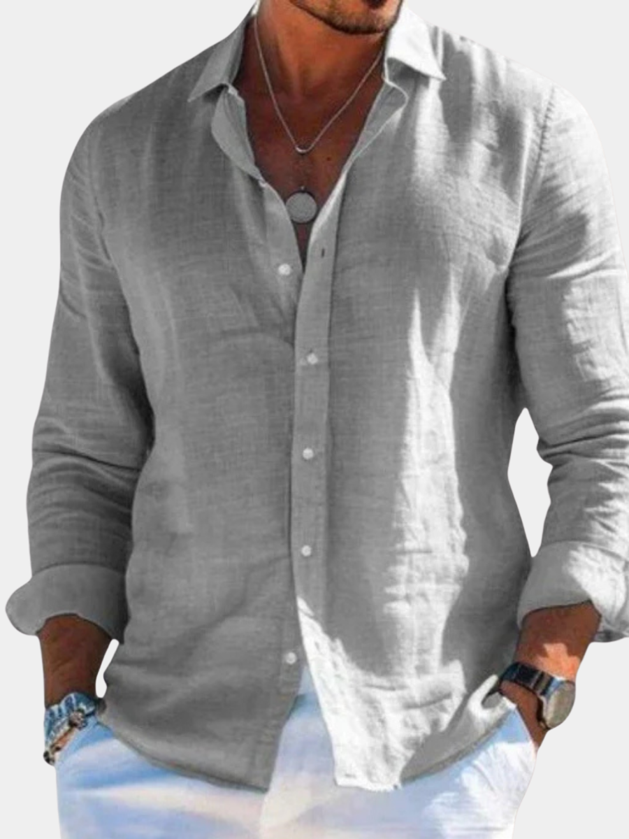 Casual Linen-Look Shirt for Men – Breathable Fabric, Relaxed, Timeless Shape
