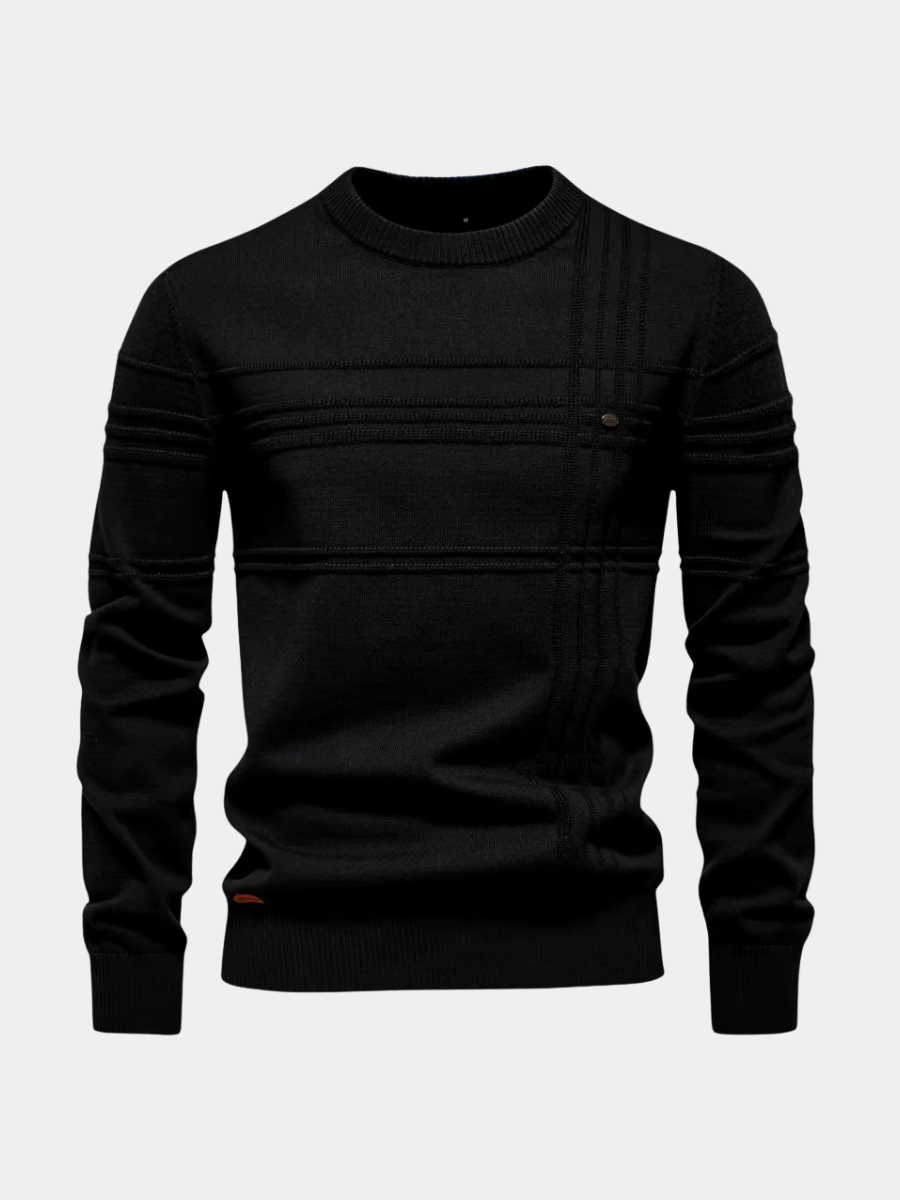 Cotton-Rich Warm-Lined Sweater for Men – Relaxed Fit, Soft Knit