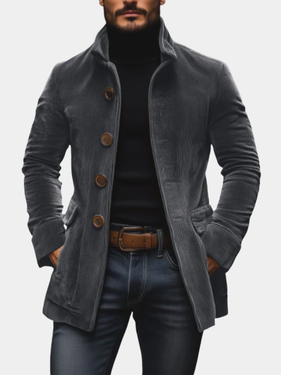 Cotton-Rich Jacket for Men – Timeless Shape, Structured Shoulders, Front Closure