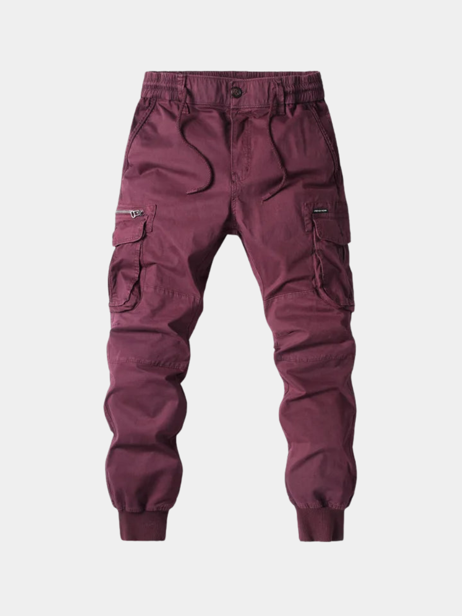 Cotton-Rich Joggers for Men – Side Pockets, Belted Waist, Breathable